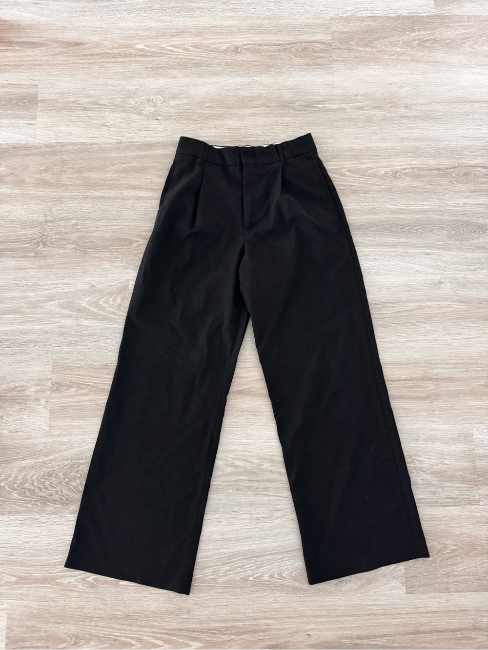 Zara Black Wide-Leg High-Rise Trousers — XS